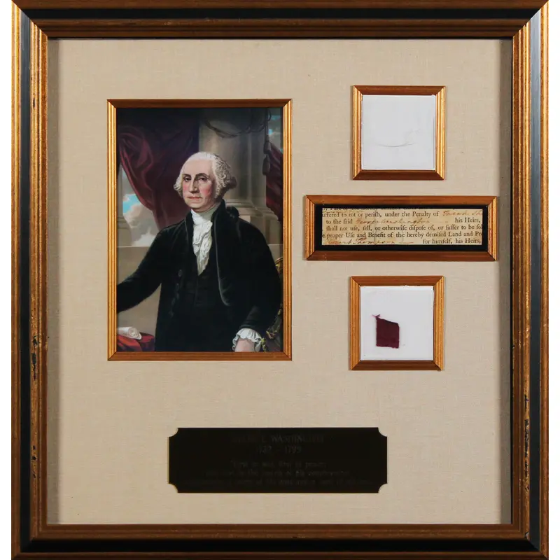 George Washington Signed 1x4.5 Cut Signature Framed Display JSA #Y18072