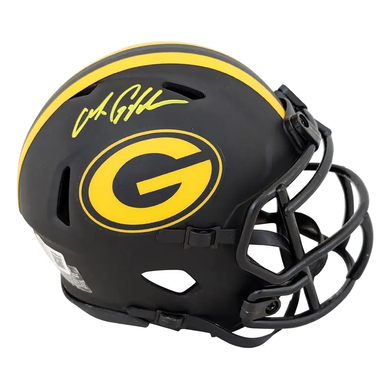 Packers Matthew Golden Authentic Signed Eclipse Speed Mini Helmet BAS Witnessed