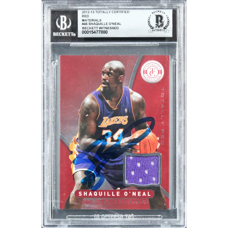 Shaquille O'Neal Signed 2012 Totally Certified Red Mat #46 Card Auto 10 BAS Slab