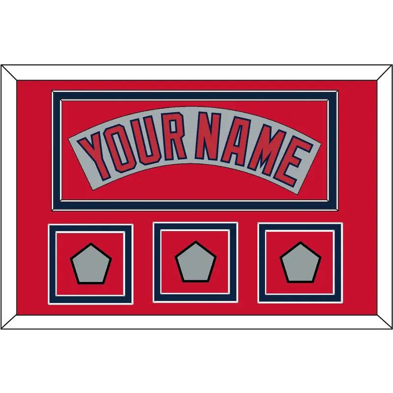 Boston Nameplate & Three World Series Jersey Patches - Road Gray (1992-2008)- Double Mat 3