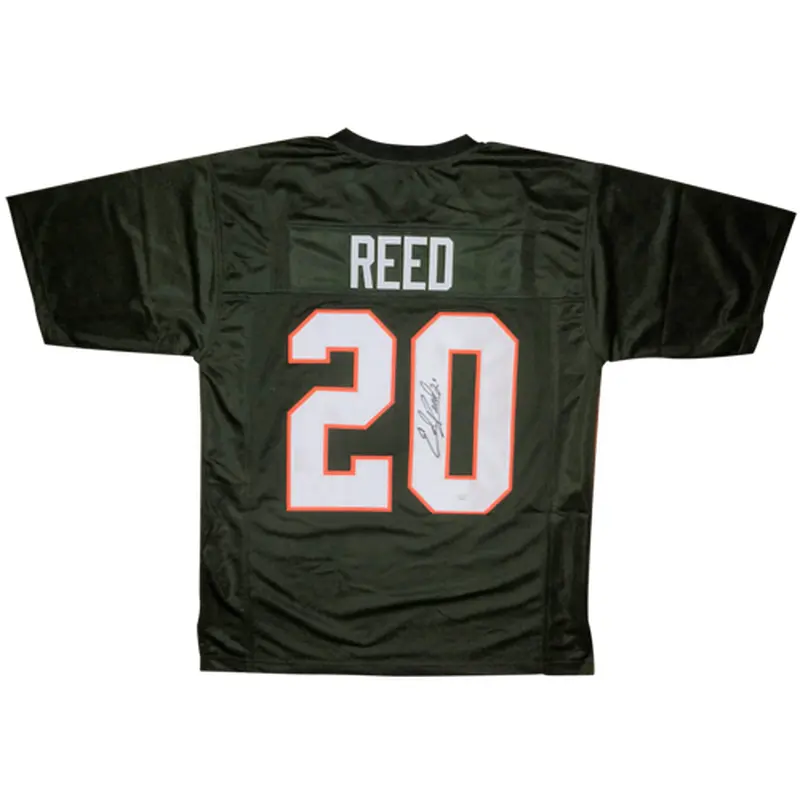 Ed Reed Autographed Miami (Green #20) Custom Jersey - JSA