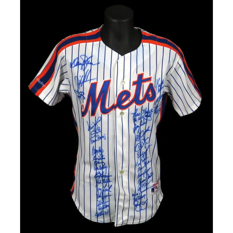 1986 New York Mets World Series Champs Team Signed Authentic Rawlings Jersey JSA