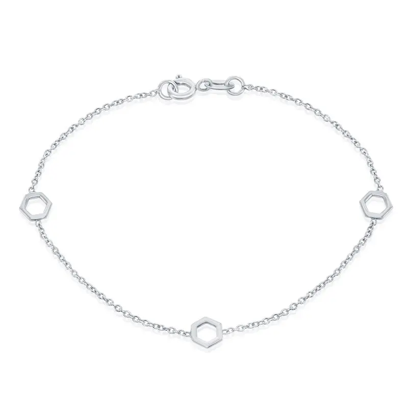 Sterling Silver Open Hexagon Bracelet