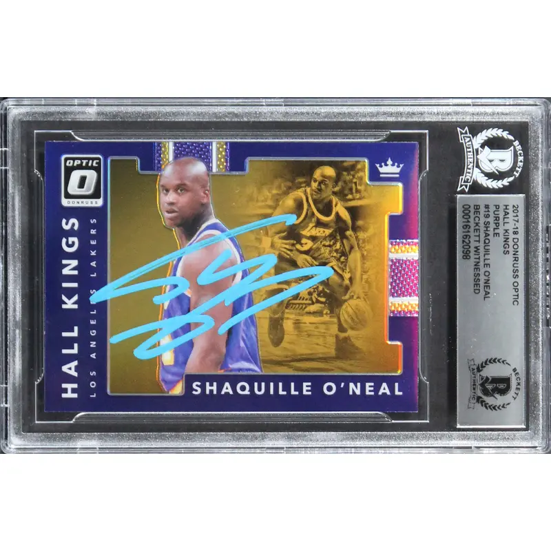 Shaquille O'Neal Signed 2017 Donruss Optic Hall Kings Purple #19 Card BAS Slab