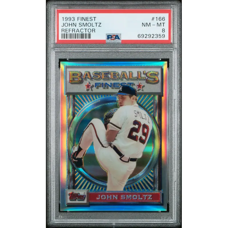 John Smoltz 1993 Topps Finest Refractor #166 PSA 8 Nm-Mint