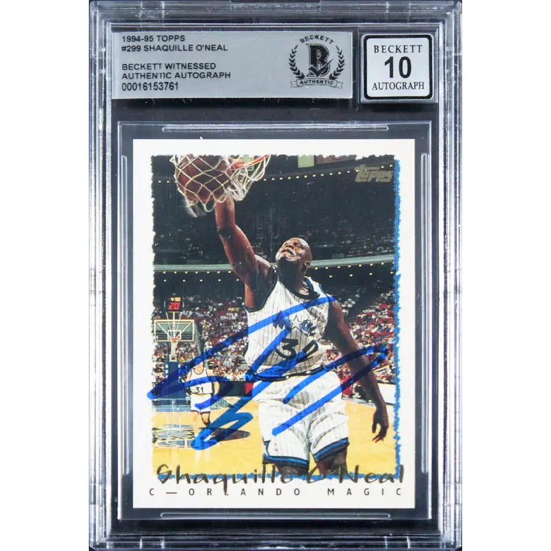 Magic Shaquille O'Neal Signed 1994 Topps #299 Card Auto 10! BAS Slabbed
