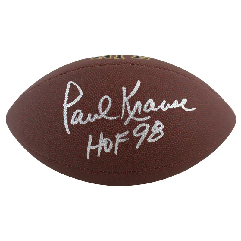 Vikings Paul Krause "HOF 98" Signed Wilson Super Grip Nfl Football BAS Witnessed