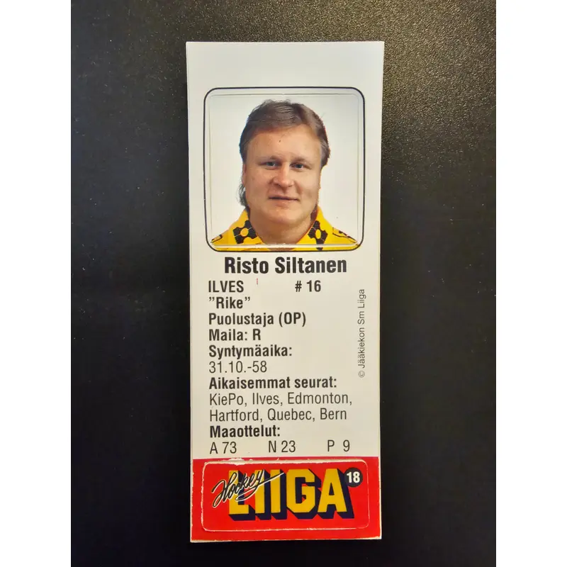 1991-92 JyvsHyv HockeyLiiga - Risto Siltanen #18 (Soikio)