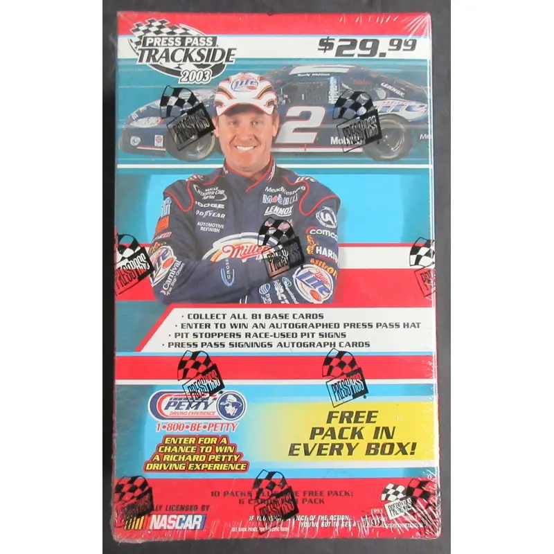 2003 Press Pass Trackside Racing Unopened Blaster Box (10/6)