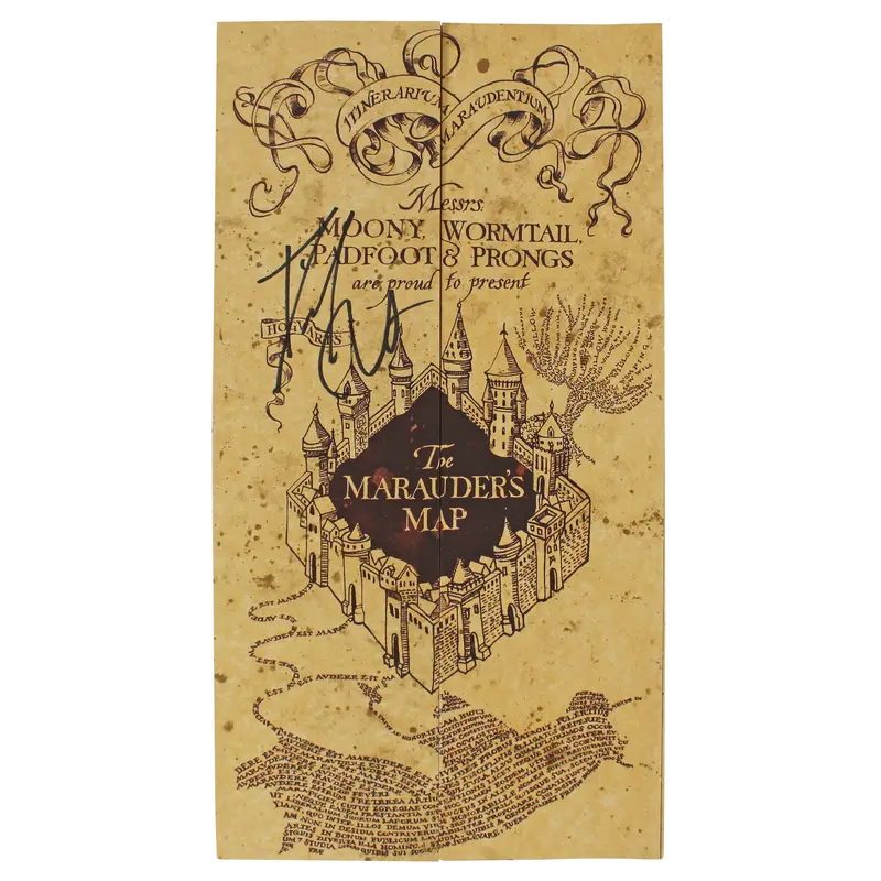Daniel Radcliffe Harry Potter Signed 8.25x16 Marauder's Map BAS #BL40344