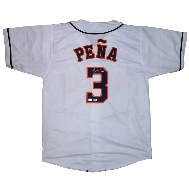 Jeremy Pena Autographed Houston (White #3) Custom Jersey  JSA