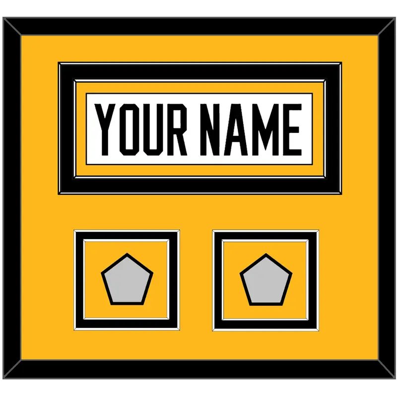 Pittsburgh Nameplate & 2 Stanley Cup Champions Patches - Road White - Double Mat 3