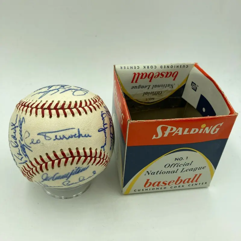 1969 Chicago Cubs Team Signed Vintage National League Baseball Ernie Banks JSA