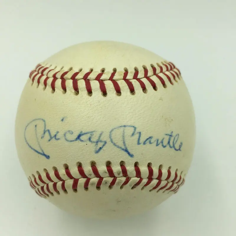 Beautiful 1958 Mickey Mantle Playing Days Single Signed NL Giles Baseball JSA