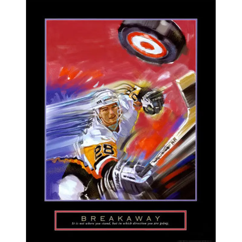 Hockey "Breakaway" Inspirational Motivational 22x28 Poster Print - Front Line