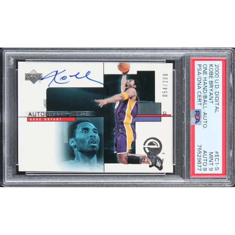 Kobe Bryant Signed 2000 UD Digital #EC1-S #54/200 Card 9, Auto 9 PSA/DNA Slabbed