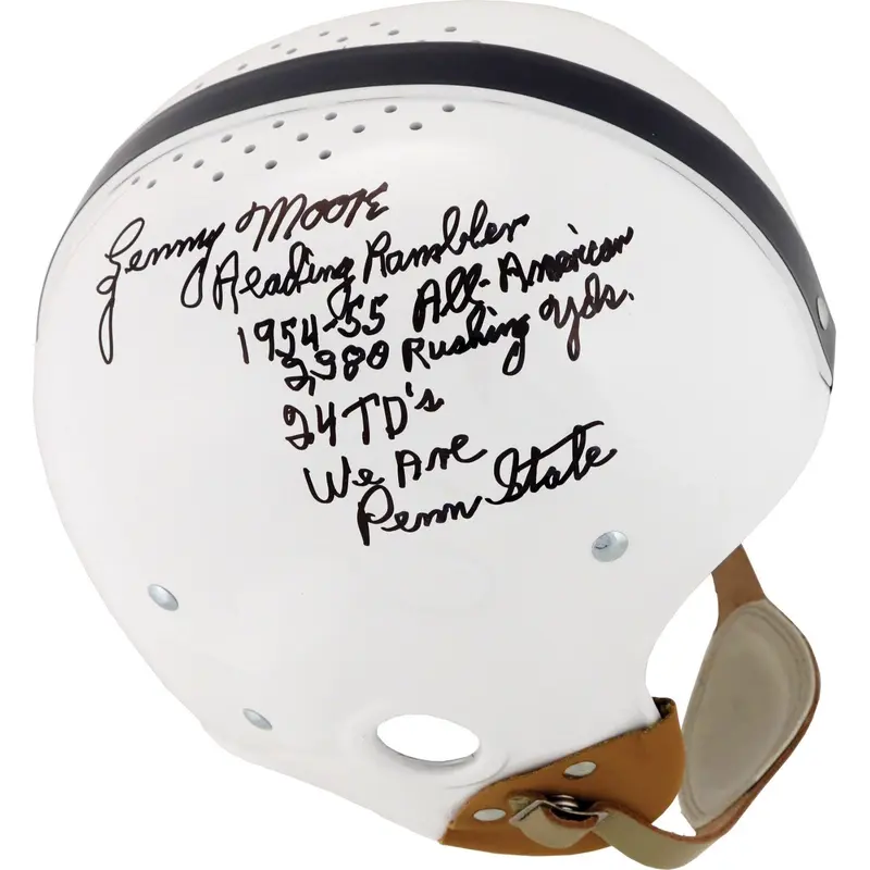Lenny Moore Signed Heavily Inscribed STATS Penn State Full Size Helmet PSA DNA