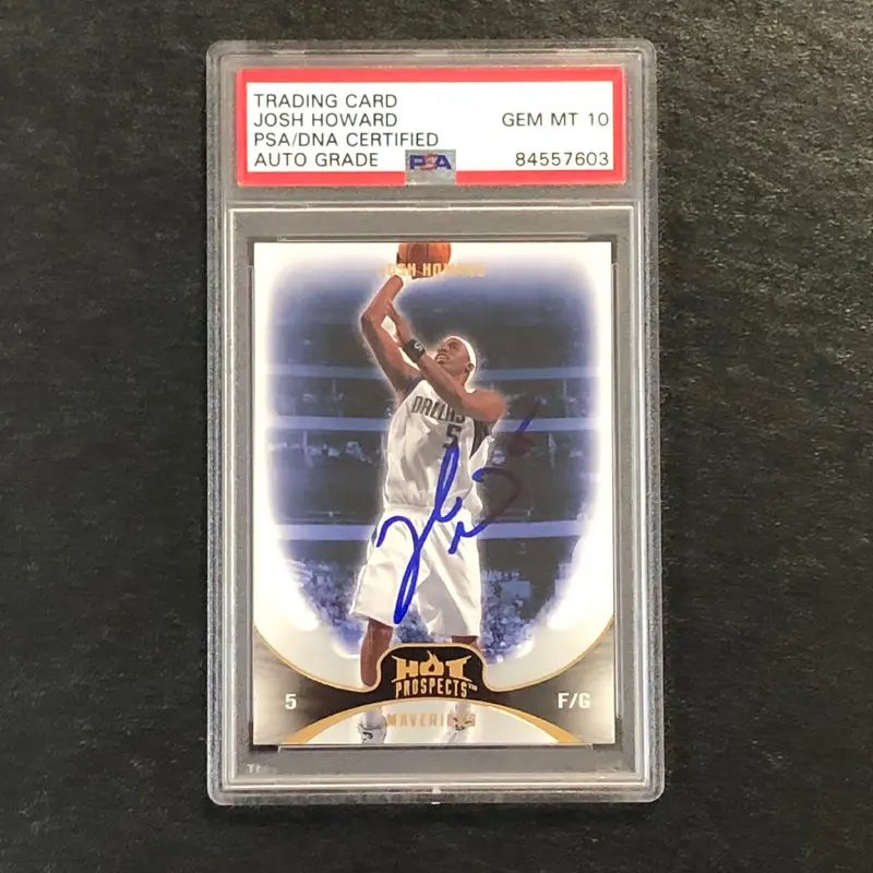 2008-09 Hot Prospects #39 Josh Howard Signed Card AUTO 10 PSA/DNA Slabbed Mavericks