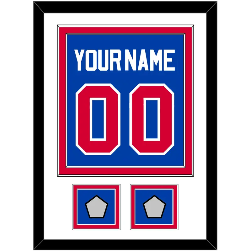 Detroit Name & Number With 2 Champions Patches - Road Blue (1981-1996) - Double Mat 1