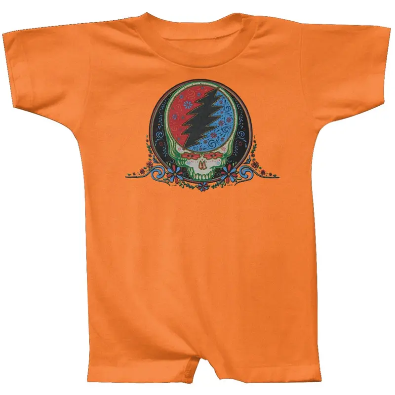 Grateful Dead - Stealie Calaveras Orange Infant Romper