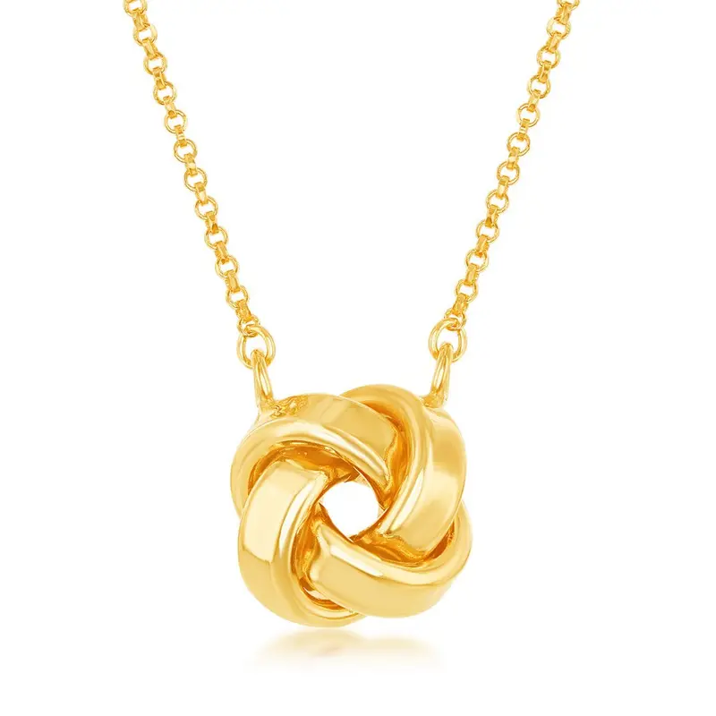 Sterling Silver Love Knot Necklace - Gold Plated